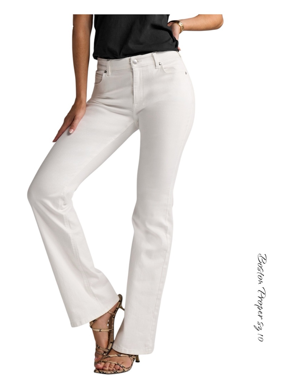 Boston Proper Monterey White High Waisted Flare Jeans Size 10